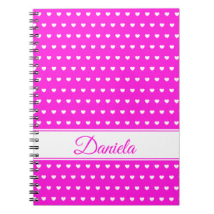 Caderno Espiral Cores Super Bonitas, Corações Cor-De-Rosa E Bran
