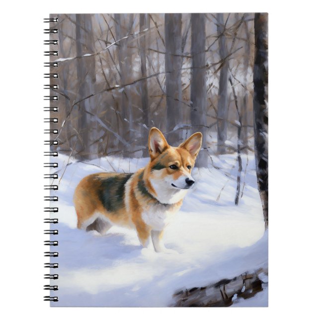 Caderno Espiral Corgi Deixou nevar no Natal (Frente)
