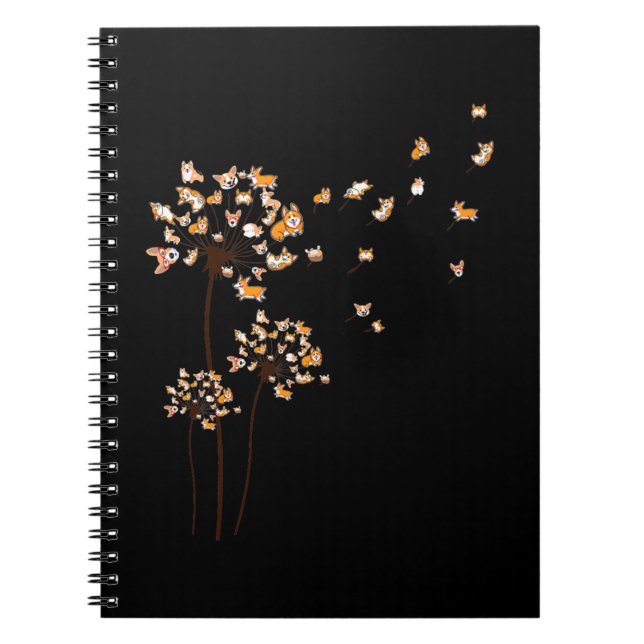 Caderno Espiral Corgi Flower Fly Dandelion Cubo Cão Lover (Frente)