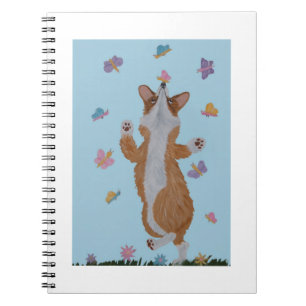 Caderno Espiral Corgi Galês Dançando com Borboletas
