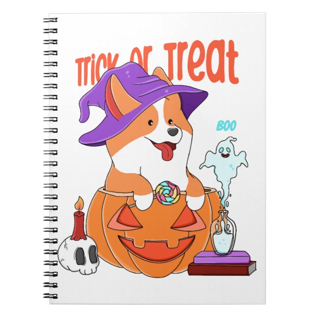 Caderno Espiral Corgi Halloween (Frente)