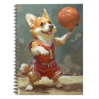 Caderno Espiral Corgi Jogando Basquete