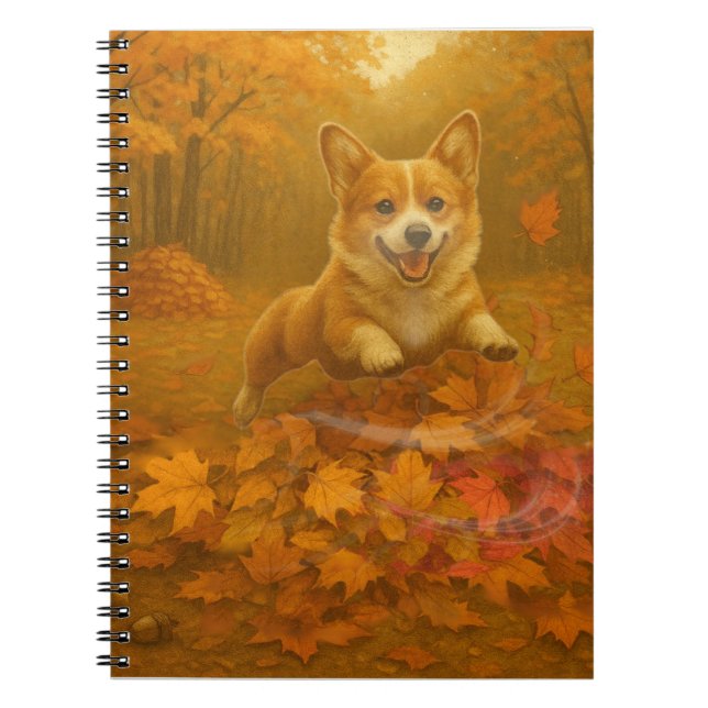 Caderno Espiral Corgi Leaf Leap (Frente)