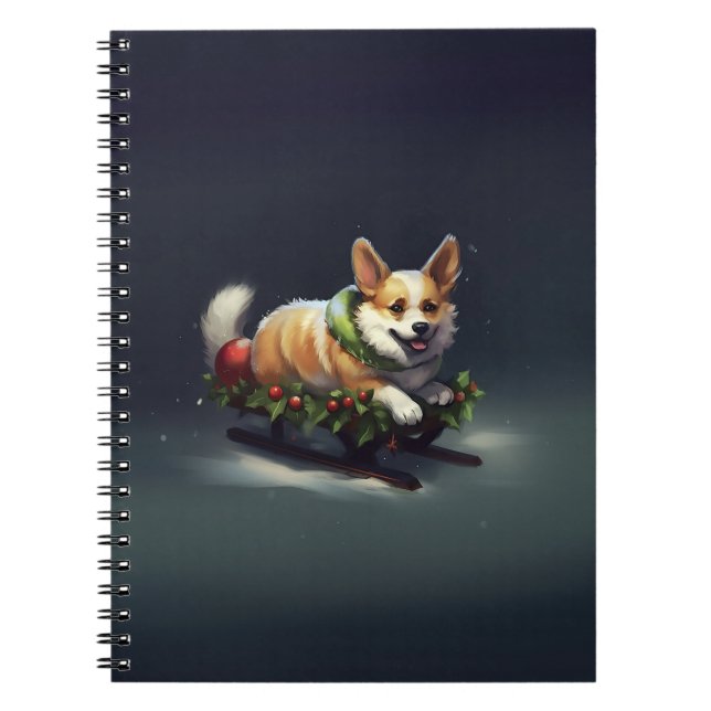 Caderno Espiral Corgi Natal Inverno de Neve (Frente)