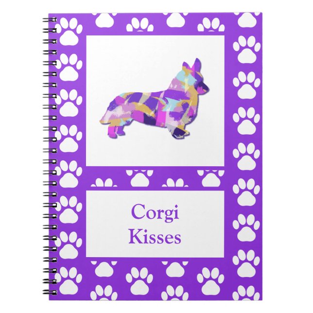 Caderno Espiral Corgi Welsh Kisses Silhouette PurplePY&B (Frente)