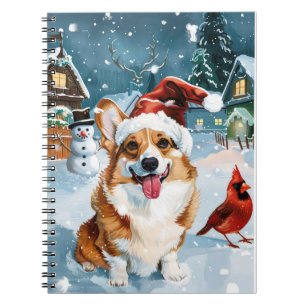 Caderno Espiral Corgi Winter Wonderland Christmas Joy
