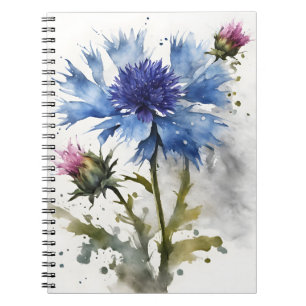 Caderno Espiral Cornflower - Flores aquarela