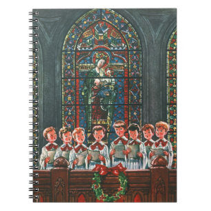 Caderno Espiral Coro de Crianças Cantando Natal Antigo na Igreja