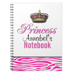 Caderno Espiral Coroa da princesa no rosa quente