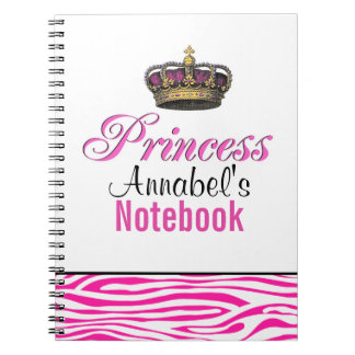 Caderno Espiral Coroa da princesa no rosa quente