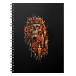 Caderno Espiral Coroa de Caveira Gótica Halloween Rosas Sombrias A