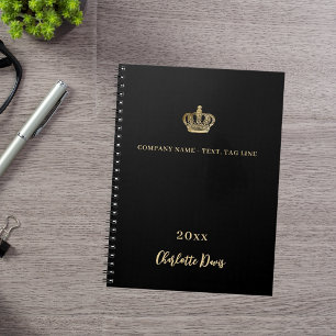 Caderno Espiral Coroa de ouro preto nome ano empresa