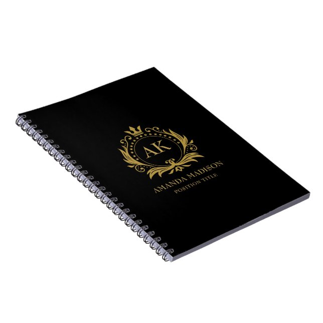 Caderno Espiral Coroa Monograma de Luxo Dourada   (Lado Direito)