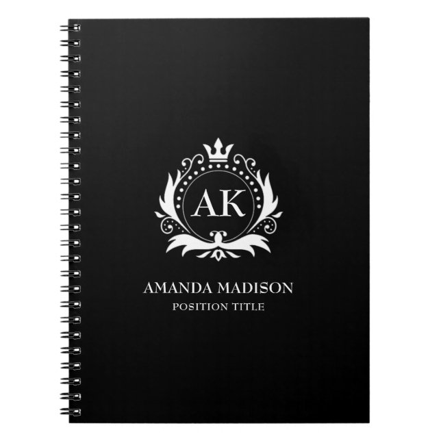 Caderno Espiral Coroa Monograma Luxo Branco   (Frente)