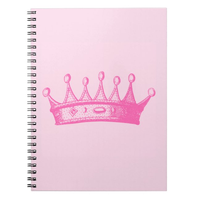 Caderno Espiral Coroa princesa magenta em fundo rosa (Frente)