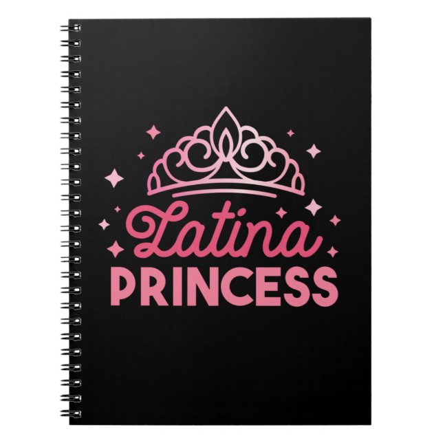 Caderno Espiral Coroa princesa rosa-branca latina (Frente)