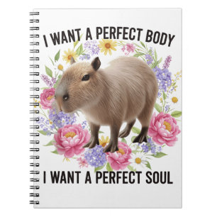 Caderno Espiral Corpo Perfeito Alma Perfeita Capivara Fofo Saúde M