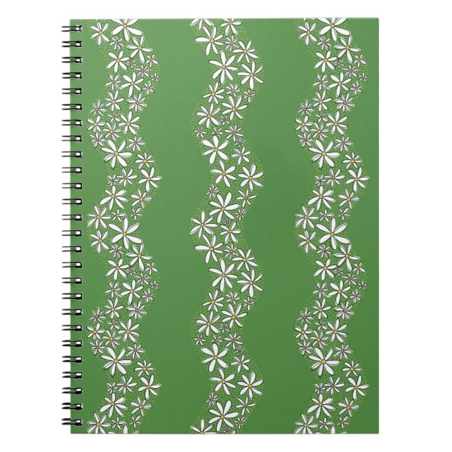 Caderno Espiral Corrente de margarida Flores brancas (Frente)
