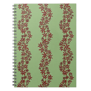 Caderno Espiral Corrente de margarida Flores brancas em verde