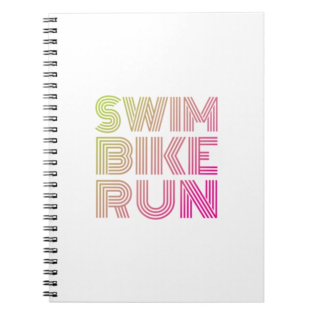 Caderno Espiral Corrida de bicicleta de natação, Triathlon (Frente)