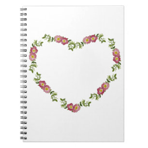 Caderno Espiral Corrida de flores em forma de coração para a mã