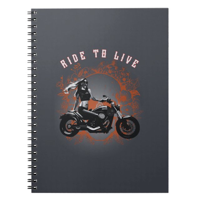 Caderno Espiral Corrida para a vida - Menina Biker (Frente)