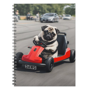 Caderno Espiral Corrida Pug go-kart