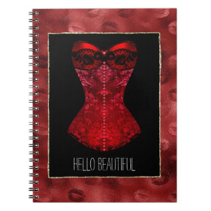 Caderno Espiral Corset de Lábios Vermelhos