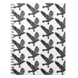 Caderno Espiral Corte de Raven Lino Voador Negro e Branco