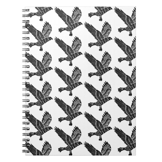 Caderno Espiral Corte de Raven Lino Voador Negro e Branco (Frente)