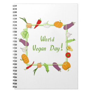 Caderno Espiral Corte Minimalista do Dia Mundial da Vegetariana