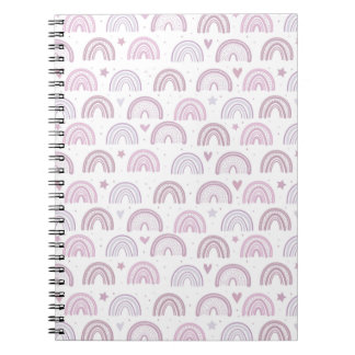 Caderno Espiral Cortes de chuva rosa e pastel giros corações e pad