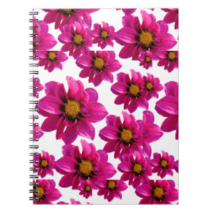 Caderno Espiral Cortina de Banho Floral de Dália Rosa Magenta Vibr
