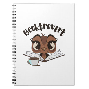Caderno Espiral Coruja-boquiaberta com livro e café