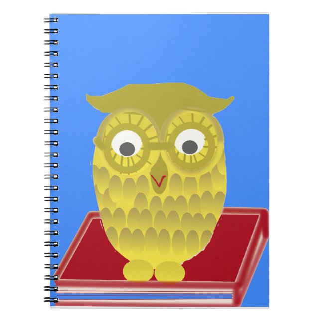 Caderno Espiral coruja com livro vermelho (Frente)