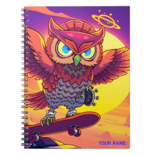 Caderno Espiral 🦉 Coruja Cósmica Negrita – Libere Sua Energia Pri