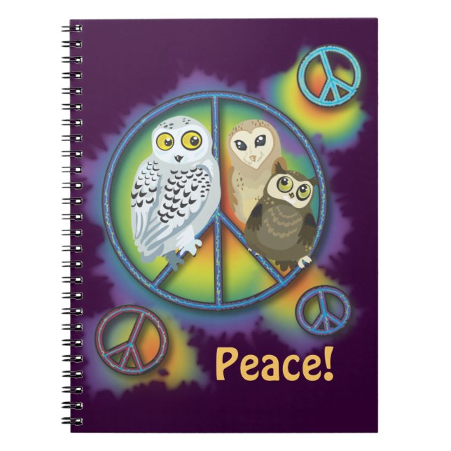 Caderno Espiral Coruja da Paz~notebook (Frente)
