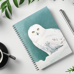 Caderno Espiral Coruja das Neves Céu de Inverno Ártico Neve Azul-V