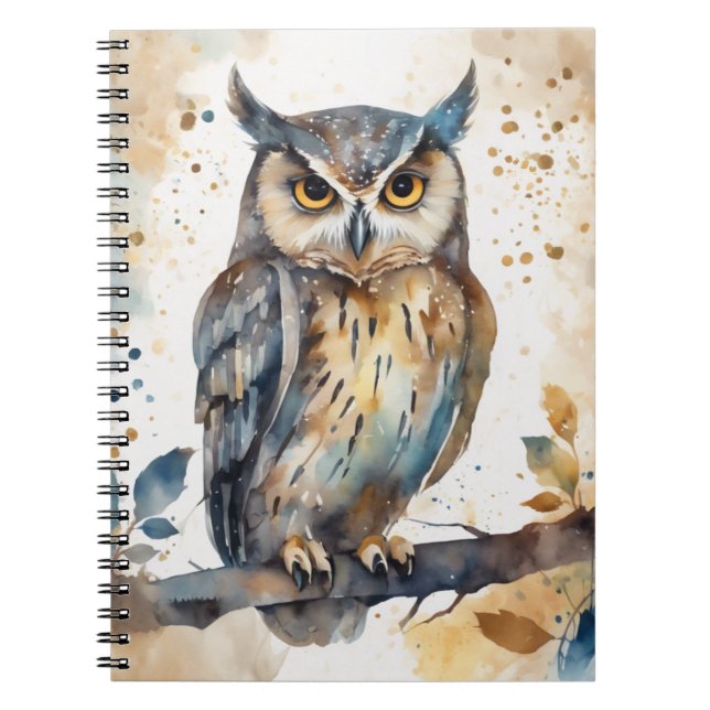 Caderno Espiral Coruja de Aquarela (Frente)