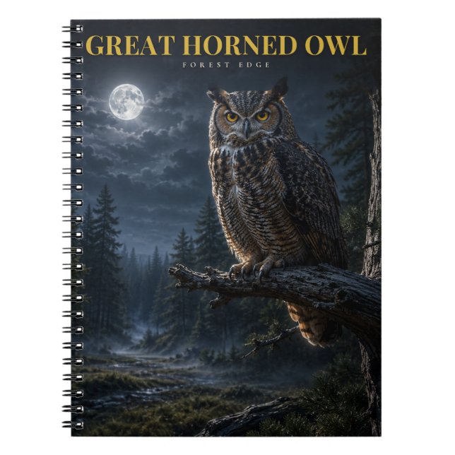 Caderno Espiral Coruja-de-chifres Bosque ANIMAIS (Frente)