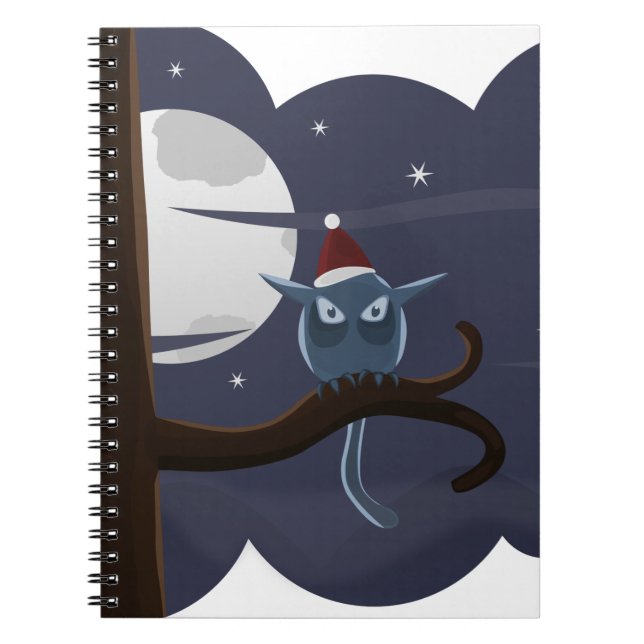 Caderno Espiral coruja de natal assustadora (Frente)