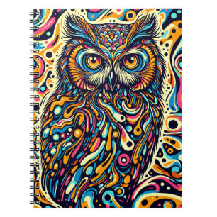 Caderno Espiral Coruja de Sonho Psicodélico – Vida Selvagem Pop Ar
