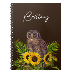 Caderno Espiral Coruja e Girassóis