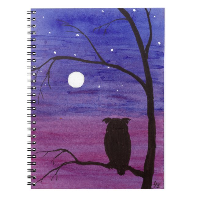 Caderno Espiral Coruja e Lua Cheia (Frente)