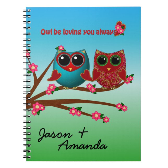 Caderno Espiral Coruja estar amando o notebook espiral (Frente)