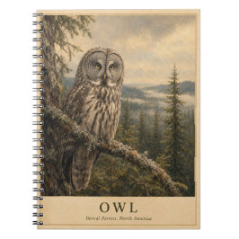 Caderno Espiral Coruja Floresta Boreal VINTAGE