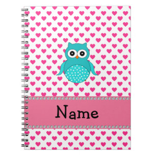 Caderno Espiral Coruja fofa de nome personalizado