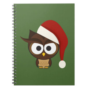 Caderno Espiral Coruja Irritada vestindo o Chapéu Santa