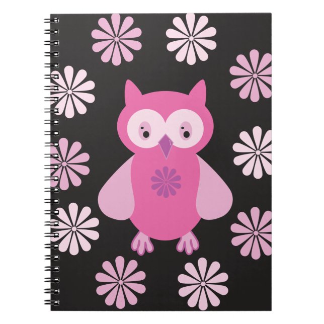 Caderno Espiral Coruja rosa-branca (Frente)