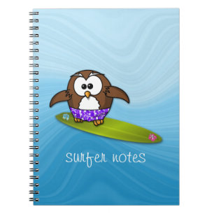 Caderno Espiral coruja surfista